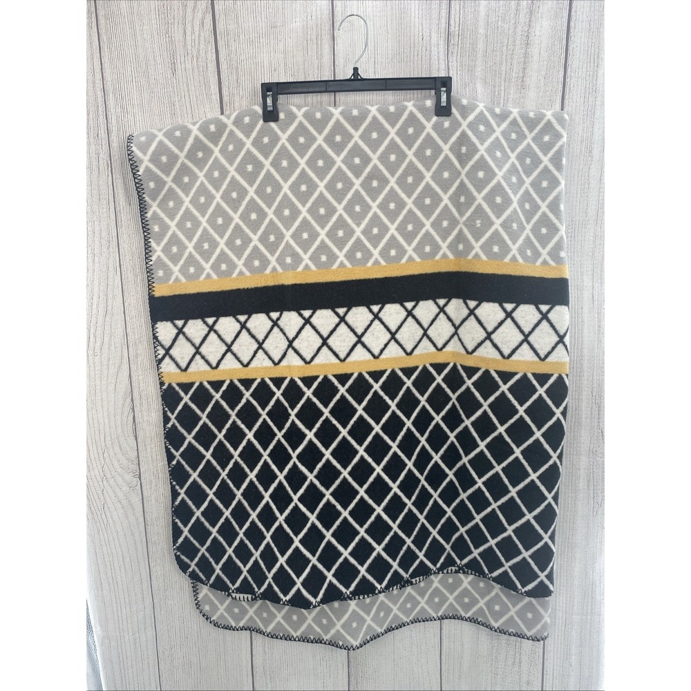 Brooks Brothers Home Throw Blanket 60x70 Engineered Geo Mix Gray Black Yellow